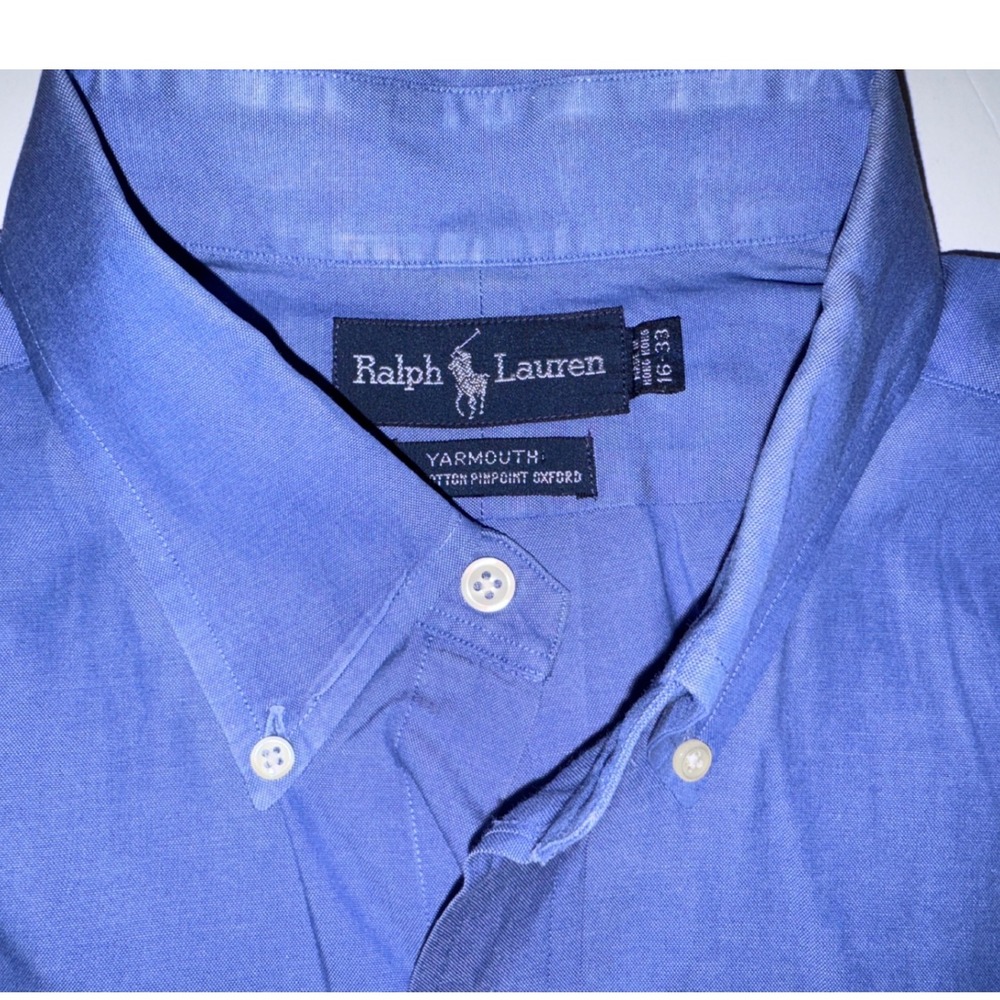 Ralph Lauren Blue Label Yarmouth‎ Pinpoint Oxford Shirt 16-33 Blue Pony Logo